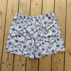 Magellan Outdoors Men's Board Shorts Swim Trunks Gray Texas Print XL Lined